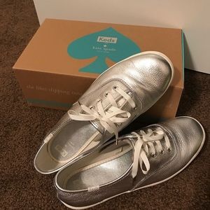 Keds Kate Spade Metallic Silver Lace-up Sneakers